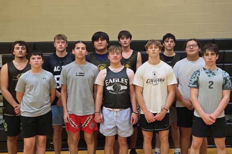 Team members are, back row from left: Garth Maas, AJ Johnson, Ty Archambeau, Isaiah Milk, Ryder Niewenhuis, Kashton Garcia; front row: Lane Niewenhuis, Tate Elk Soldier, Hunter Loeffler, Sabas DeHaan, Jack Backas. Not pictured are Edward Ulrich, Ethan Aun