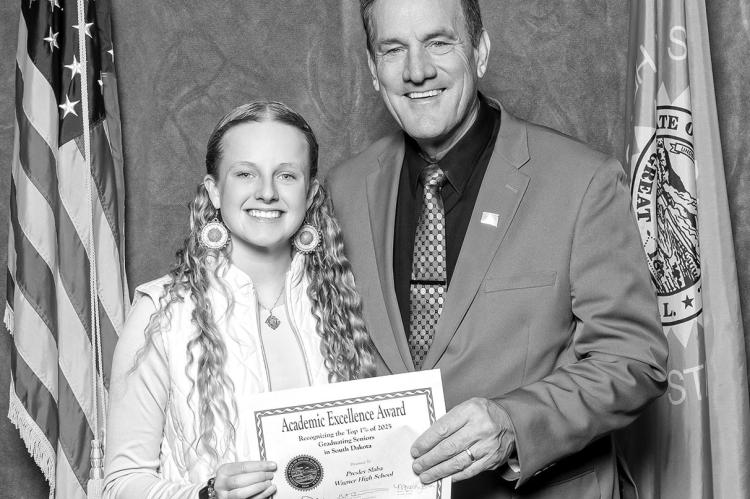 Presley Slaba and Governor Larry Rhoden