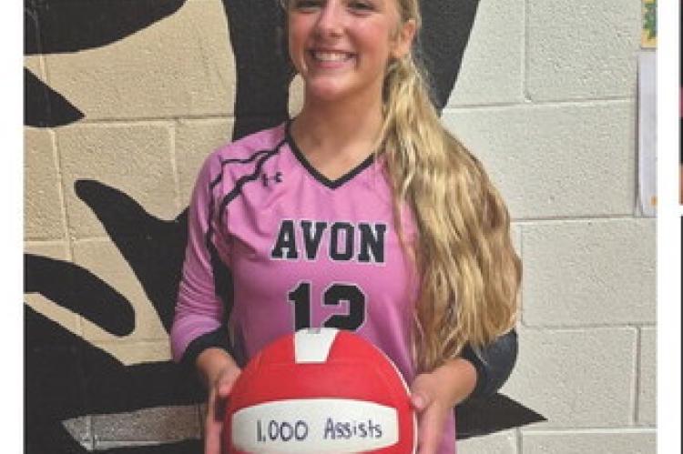 Brielle Voigt was recognized at Avon's home volleyball match last Tuesday night for her 1,000th career set assist. Congratulations, Brielle! Courtesy Photo