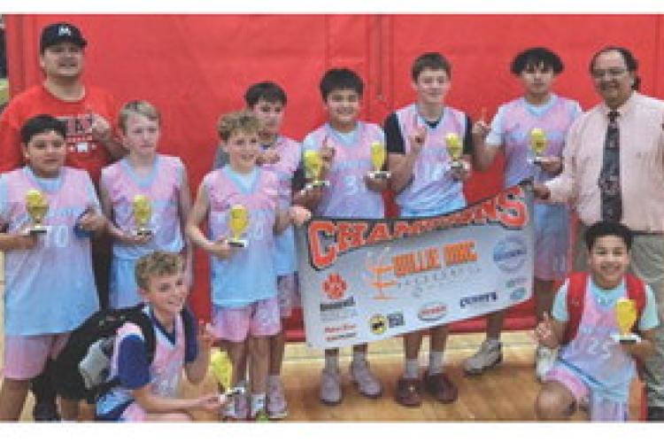 Pictured are, from left: Riggs Koupal, David Sully, Mason Tjeerdsma, Windsor Soukup, Kingston Cook, Carter Gunhammer, Koy Kjeldgaard, Elijah Sully and Christian Knudsen. Assistant Coach Dennis Ross and Head Coach Travis Holiday.