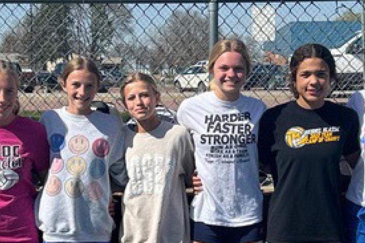 The AC/DC girls won the Gregory Invite Team Title, congratulations girls! Pictured are, from left: Gabbie Olson, Lilly Niewenhuis, Aspen Niewenhuis, Sophia Nelson, Josie Brouwer, Leah Brown, Cami Ronfeldt, and Madilyn Janis. Not Pictured: LaTia Delange.