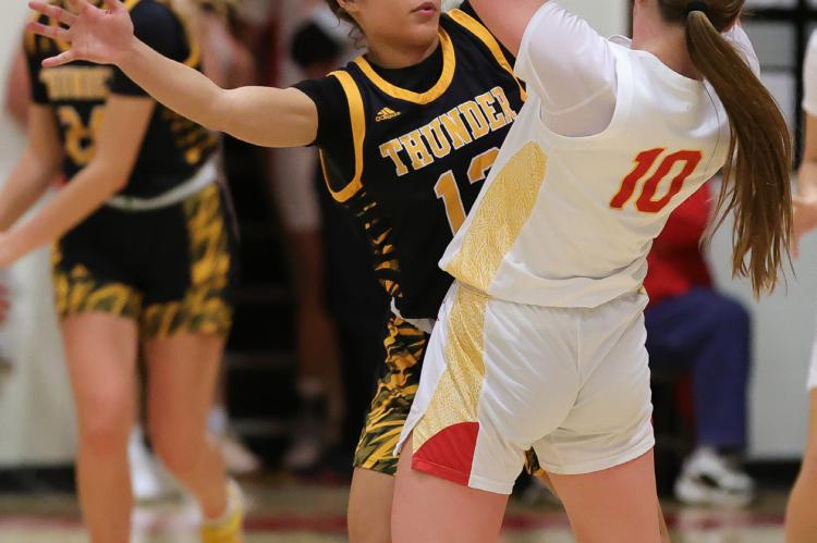 Leah Brown on defense. Photos by Barb Pechous