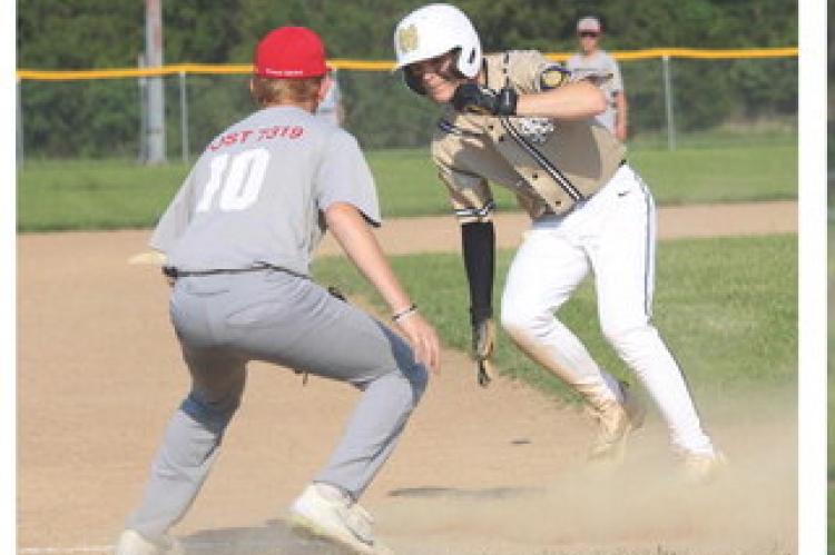 Mason Milk at 3rd base for the Wagner Teener 14U team as Wagner took on Menno-Scotland. Wagner came from behind to tie the game, but fell short in the last inning as Menno-Scotland came back strong. Photos by Jan Martin