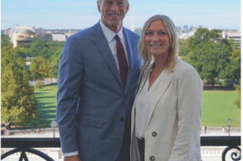 U.S. Sen. John Thune recently met with Becky Haenfler of Avon, South Dakota’s 2026 Teacher of the Year, during her visit to Washington, D.C. The two are pictured on the balcony of the U.S. Capitol Building. Thune congratulated Haenfler on the honor and thanked her for her dedication to South Dakota students. Courtesy Photo
