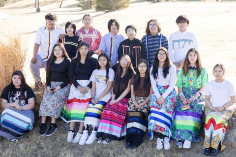 Eighth-grade students from St. Joseph’s Indian School gather for a group photo during the 2025-26 school year in Chamberlain. Photo courtesy of St. Joseph’s Indian School