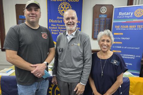 Pictured, from left, are: Jamie Soukup and Mike and Vasthi Gibson, District Governor and wife from District #5610. Courtesy Photo