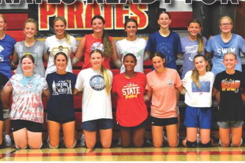 Lady Pirates Volleyball team members are, back row from left: Abby Odens, Jeanah Ratzlaff, Rilyn Thury, Kaydence Metzger, Brielle Voigt, Rowan Brandt, Addy Lavelle, Raegan Brandt, Breanna Hento, Kodi Maggs, Jaelin Ratzlaff, Ashley Soukup, Kensley DeVries, Kalia Huempfner; front: Bree Vanderlei, Johanna Namminga, Claudia Rodriguez, Mederise Bertrand, Harper Kracht, Jordyn Voigt, Pria Sesler, Leah Dewald, Kahre Barron, Emersyn Haenfler, Eden Walter's, Keira Fathke, and Kaylee DeJong. Photo by Nikki Fathke