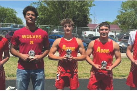 Boys Track Award winners are from left: Most Inspirational -Cale Cooper, MVP boys field - Al'Shamon Gunter, MVP boys track - Easton Sees, Most Improved- Trenton Soukup, and Most Improved Field- Jamisen Pelton. Courtesy Photos