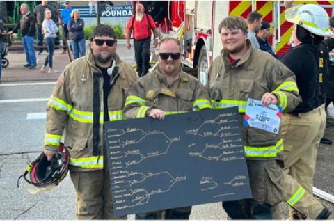 Firemen participating in the annual event were from left: Matt Petrik, Tyler Sassaman and Brady Petrik. Courtesy Photo