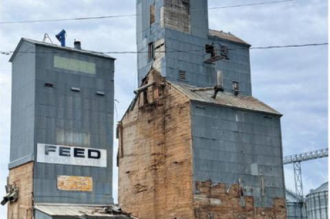 AVON'S OLD FARMERS ELEVATOR COMES DOWN