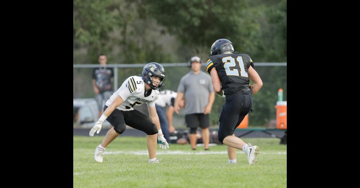 Gabe Brosz sets up to make his move as he looks to get past the Scotland/Menno defense.