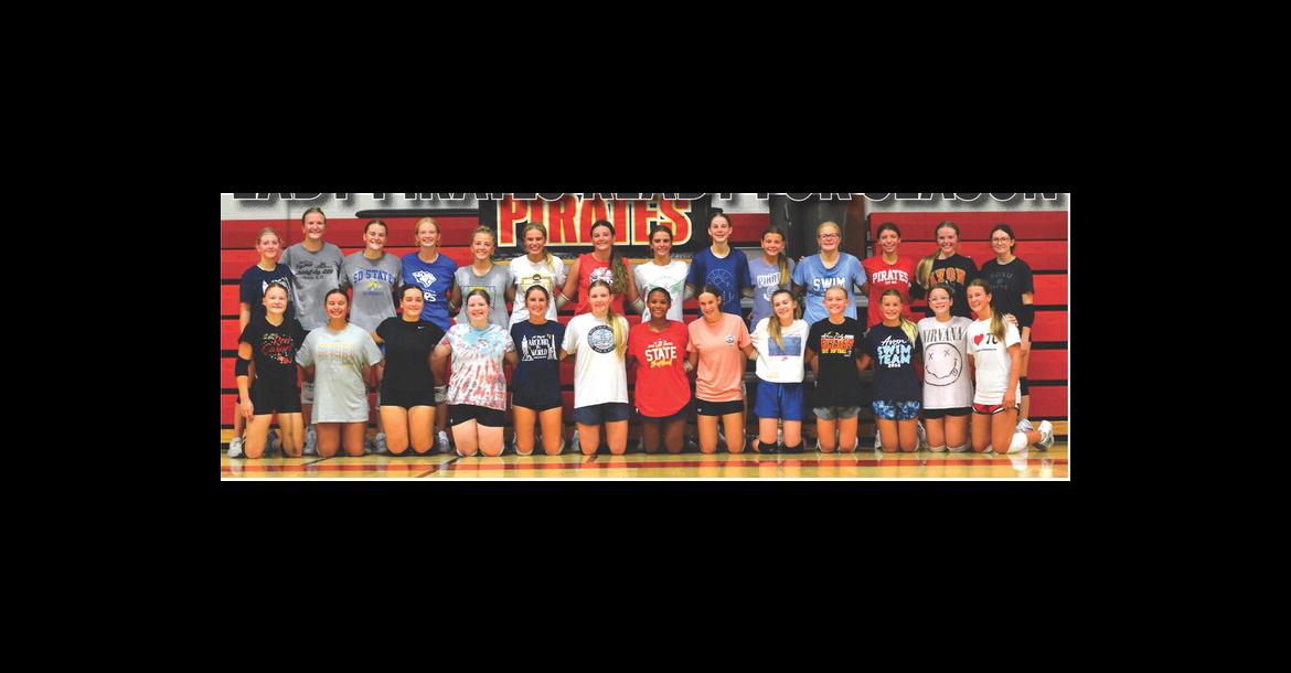 Lady Pirates Volleyball team members are, back row from left: Abby Odens, Jeanah Ratzlaff, Rilyn Thury, Kaydence Metzger, Brielle Voigt, Rowan Brandt, Addy Lavelle, Raegan Brandt, Breanna Hento, Kodi Maggs, Jaelin Ratzlaff, Ashley Soukup, Kensley DeVries, Kalia Huempfner; front: Bree Vanderlei, Johanna Namminga, Claudia Rodriguez, Mederise Bertrand, Harper Kracht, Jordyn Voigt, Pria Sesler, Leah Dewald, Kahre Barron, Emersyn Haenfler, Eden Walter's, Keira Fathke, and Kaylee DeJong. Photo by Nikki Fathke