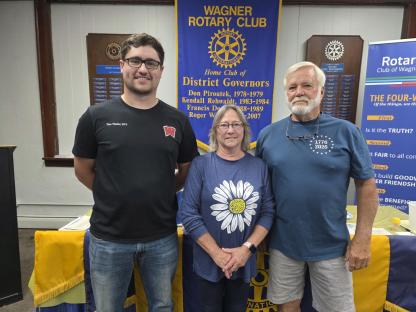 Program Rotarian Tim Thaler, Diane Von Eschen, and Neil Von Eschen. Courtesy Photo