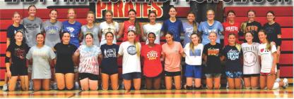 Lady Pirates Volleyball team members are, back row from left: Abby Odens, Jeanah Ratzlaff, Rilyn Thury, Kaydence Metzger, Brielle Voigt, Rowan Brandt, Addy Lavelle, Raegan Brandt, Breanna Hento, Kodi Maggs, Jaelin Ratzlaff, Ashley Soukup, Kensley DeVries, Kalia Huempfner; front: Bree Vanderlei, Johanna Namminga, Claudia Rodriguez, Mederise Bertrand, Harper Kracht, Jordyn Voigt, Pria Sesler, Leah Dewald, Kahre Barron, Emersyn Haenfler, Eden Walter's, Keira Fathke, and Kaylee DeJong. Photo by Nikki Fathke