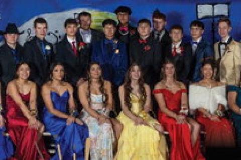 Juniors pictured, back row, from left, are: Tessa Pazour, Jayden Necklace, Ashlyn Chasing Hawk, SheaLee Turner, Joson McKeegan, Riley Hernandez, Kelsea Provost, Jace Scott, Lane Havranek, Javian Pesicka, Gannon Shields, Avery Medicine Bear, Benny Greger, 