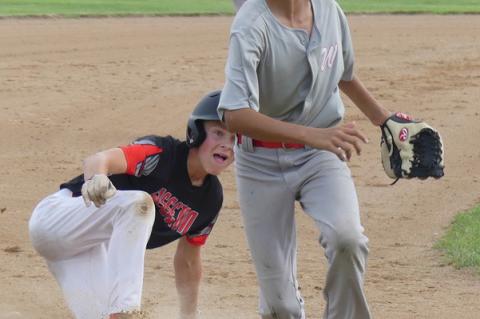 Colton Zephier covering 3rd base.