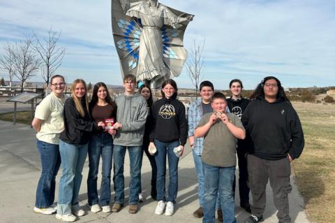 Pictured, from left, are: Taylor Brooks, Marin Bultje, Callie Bergin, Luke Dangel, Karmen Ziegler(behind),Makayla Svatos, Matthew Calandra, Tate Bennett(front) Andrew Calandra, and Nehemiah Flying Hawk. Courtesy Photos