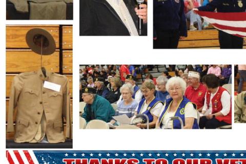 Local Veterans representing the US Army Navy, Air Force, Marines, Coast Guard, National Guard, VFW Auxiliary, and American Legion Auxiliary were in attendance at the afternoon ceremony.