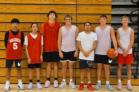 Senior players are, from left: Glenn Weston, Jeremy Cheyenne, Brady Cournoyer, Parker Petry, Deshawn Sully, Preston McFayden, and Frank Soukup.