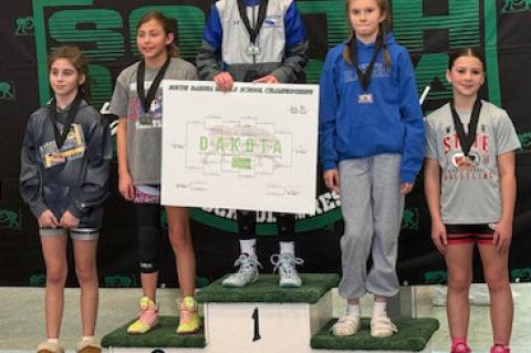 In the 170 pound weight class, Hallie Roberts placed 4th, Rubi Brown Bear placed 2nd, and Mary Virginia Ashes was the Champion. Rachel Holzbauer placed 5th in her weight class.