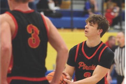 Grayson Ratzlaff prepares to shoot from the free throw line.