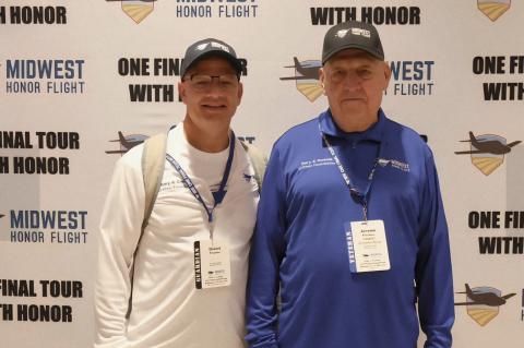 Fischer and his son, Dan Fischer, prepare for Mission 27. Courtesy Photos