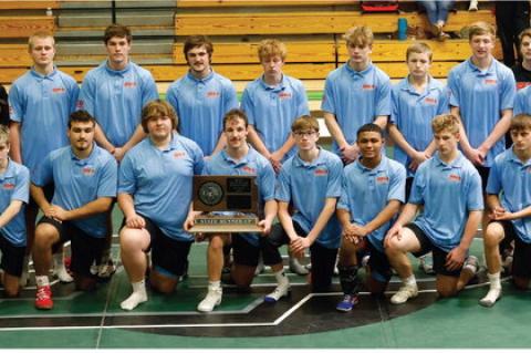Bon Homme/Avon wrestling team members are, back row from left: Nathan Kloucek, Dommonick Pechous, Wes Kloucek, Leah Whittington, Tucker Tjeerdsma, Isaiah Crownover, Payten Nielsen, Corbin Palsma, Calvin Caba, Colt Wolf, Caden Zomer, Summyt Larson, Cati Ue
