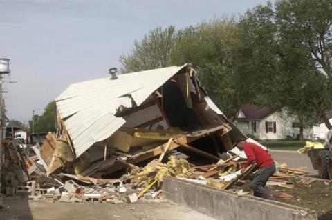 TRACK AND FOOTBALL FIELDS PRESS BOX COMES DOWN AFTER STORM