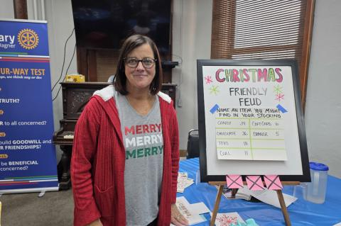 Rotarian Patty Frei was host of A Christmas Family Feud game which was very enjoyable for all Rotarians. Courtesy Photo