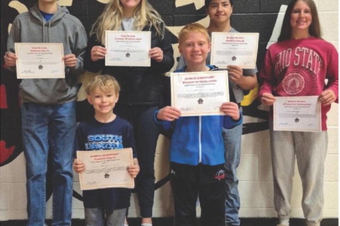 March Student of the Month are: HS Positive Pirate: Hoyt Brandt, HS Student of Excellence: Jeanah Ratzlaff, MS Positive Pirate: Braxton Mashek, MS Student of Excellence: Harper Kracht, Elementary Positive Pirate: Jameson Hartnett, and Elementary Student o