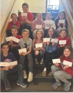 Middle School winners, back row from left: Daxton Fathkey, Dawson Ratzlaff, Emersyn Haenfler, Kiera Fathke, Haley Brandt; middle row: Bronc Cihak, Blake Olson, Kendle Hartnett, Anna Small, Spencer Dykstra; front row: Isaac Wynia and Macy Haynes. Courtesy 