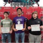 All-State recipients, pictured from left, are: Trenton Soukup - Honorable Mention, Al'Shamon Gunter - Tight End, and Randall Powers - Offensive Line.